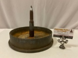 Antique ammunition sculpture art ashtray (?), large bullet welded to base of 8 in. MK1 Mod. shell,