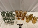 14 pc. lot of vintage drinking glasses in 3 styles.