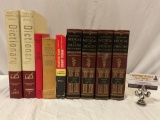 9 pc. mixed lot if vintage hardcover books ; Dictionary, 4 vol. Illustrated Medical & Health