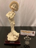 Vintage 1986 FLORENCE G. Armani porcelain sculpture art figure of child with geese, approx 5 x 5 x