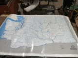 Large laminated map of streams for Washington state, for navigational use, 51X 37