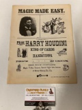 Antique reproduction booklet: Magic Made Easy by Prof. Harry Houdini King of Cards and Handcuffs