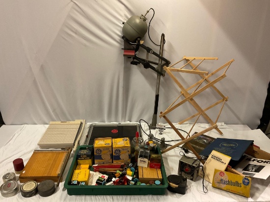 Large collection of vintage dark room photography equipment w/ E. Leitz enlarger, Royalton Drier