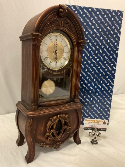 RHYTHM - Venetian electric musical clock w/ pendulum & box, tested/working