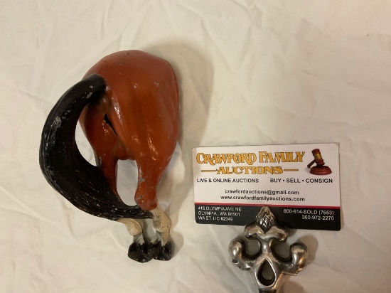 vintage RUBAL - New York painted cast metal horse tail figure bottle opener