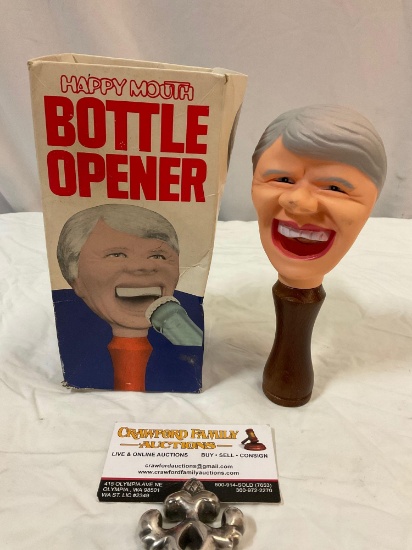 Vintage 1976 Happy Mouth Bottle Opener President Jimmy Carter w/ box, made in Japan