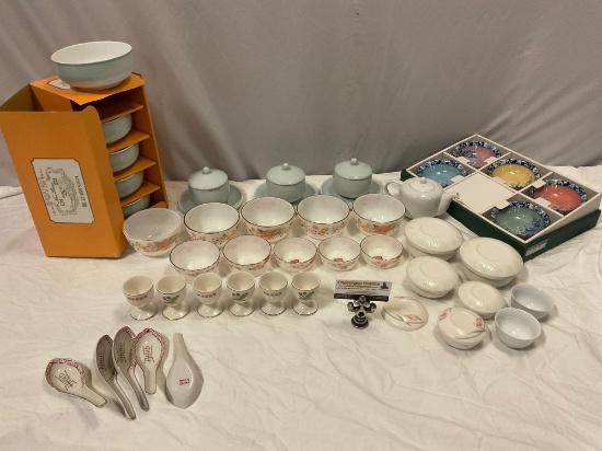 Large collection of Asian fine china tableware/ box sets; see pics.