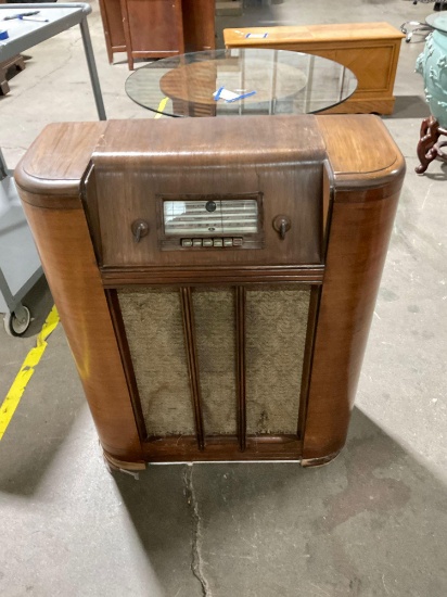 Vintage silver tone radio model number 6435/untested sold as is/ 27.5 X 33.5