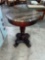 Gorgeous mahogany pedestal w/ lion foot motif round hall table/plant stand w/ beautiful marble top