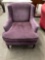 Vintage mahogany reupholstered Purple wing back style living room chair