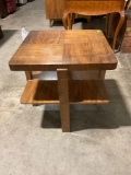 Mid century European 24 inch square End table with assorted inlaid wood
