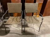 Set of two outdoor vintage metal framed nylon woven Patio chairs