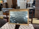 Vintage living room or bedroom mirror With gold painted colonial wood frame