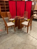 Mid century modern Gustave Gaarde teak Glass Top dining table W/4 Benny Linden designed teak chairs.