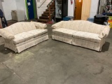Flexsteel loveseat and couch combination with floral design in excellent condition