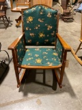 Unique vintage rocking chair with floral upholstery
