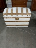 Antique humpback chest, painted off-white and tan