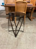 Vintage Bassett furniture metal framed plant stand with black beveled glass top