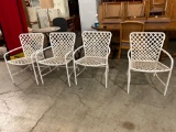 Set of four aluminum framed outdoor patio chairs, could use a pressure wash