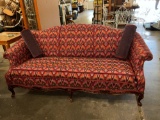 Very bright and attractive mahogany framed antique couch, reupholstered W/south western theme