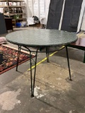 Sunroom or outdoor patio metal table with textured plastic top/ 30 x42