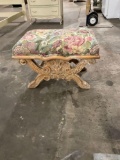 Antique wooden Bedroom ottoman/footstool W/Carved Lyon feet and Clamshell design
