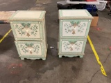 Pair of decoratively painted wooden filing cabinets, Both cabinets are 31X 19 X 14