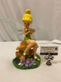 Rare WALT DISNEY Tinkerbell sculpture w/ glittery metal wings, sold as is