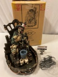 vintage ACK Pirate Skeleton resin statue water fountain w/ box & pump