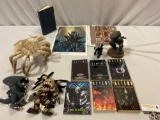 Nice lot of ALIEN movie collectibles; 1979 trading card set, Palisades Facehugger plush toy,