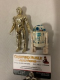 2 pc. lot vintage 1977 Kenner STAR WARS complete 3 3/4 inch droid action figures: C3PO & R2D2