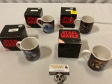 4 pc. lot of vintage 1989 Hamilton STAR WARS Mug Collection w/ box. Luke & Yoda, Han Solo +