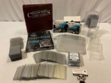 large collection of trading card collector storage supplies; Ultra Pro binder sleeves, mini top