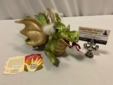 FOLKMANIS PUPPETS stuffed plush dragon puppet toy w/ unattached tag; GREEN DRAGON