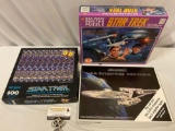 3 pc. lot of STAR TREK jigsaw puzzles in box, 1993 GOLDEN Kirk & Spock SEALED