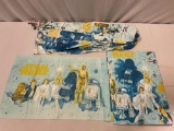 RARE 3 pc. twin bed set 1977 vintage STAR WARS print cotton sheets & pillowcase. Used.