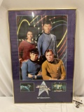 framed 1991 STAR TREK 25th Anniversary original crew poster, glass is cracked / sold as is