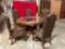 Well-built high-end solid wood round dining table W/glass top & 6 chairs by Stanley