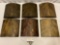 6 pc. lot of decorative painted wood wall hanging decor pieces, approx 10 x 10 x 2 in.