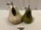 2 pc. lot of modern wood PEAR fruit sculpture art decor pieces, approx 12 x 9 in.