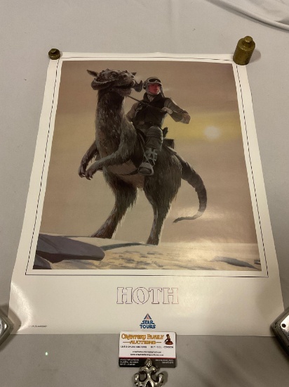 RARE vintage 1986 DISNEYLAND Star Tours STAR WARS Hoth poster in nice condition 18 x 24 in.