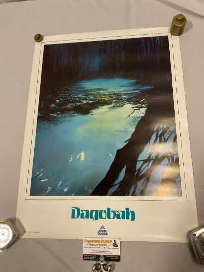 RARE vintage 1986 DISNEYLAND Star Tours STAR WARS Dagobah poster in nice condition 18 x 24 in.