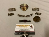 8 pc. lot of antique metal Pacific Electric Rail Motor Coach train conductor OPERATOR badge, Spokane