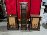 3 piece entertainment set , 2 x end stand magazine cabinets , and 6 drawer cd/ dvd stand see pics