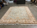Stunning like brand new solid wool rug , light brown, blue, red . w/ excellent design see pics