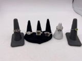 Selection of six very nice sterling silver rings with assorted stones see pics