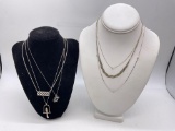 Excellent selection six fine sterling silver Necklaces three with pendants see pics