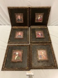 6 pc. lot of UTTERMOST framed dogs in human clothing portrait art prints, approx 14 x 15 in.