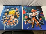 2 pc. lot of RARE 2001 DRAGONBALL Z tapestry art prints, approx 29 x 40 in.