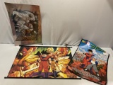 3 pc. lot of RARE DRAGONBALL Z tapestry art print & 2 posters, approx 45 x 30 in.